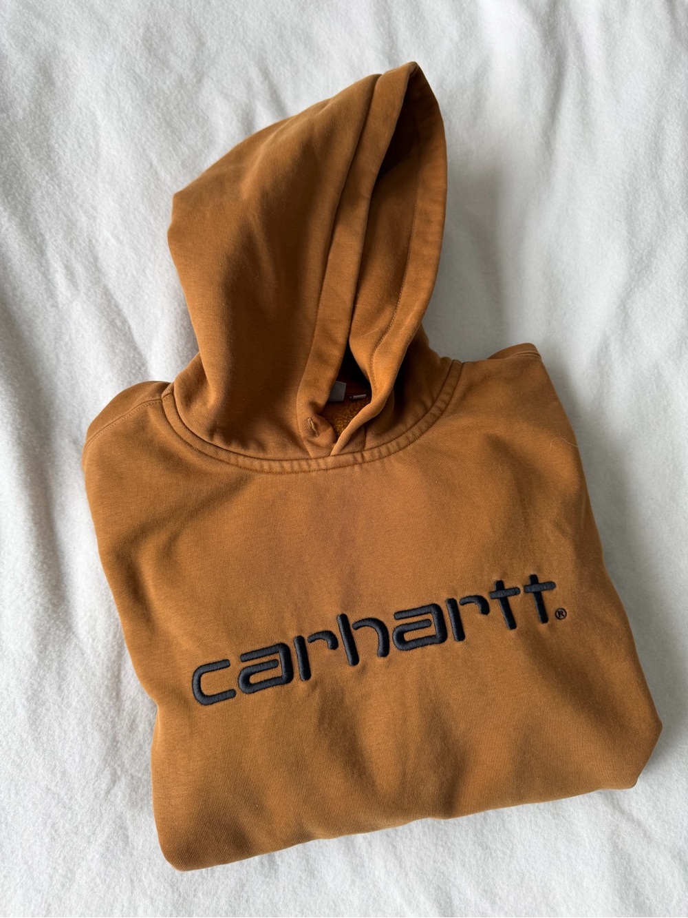 Carhartt WIP Chase hoodie Hamilton Brown L black logo faded distressed